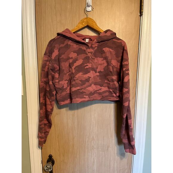 Lululemon All Yours Cropped Hoodie Heritage 365 Camo Brier Rose Multi 12 EUC - Picture 2 of 4